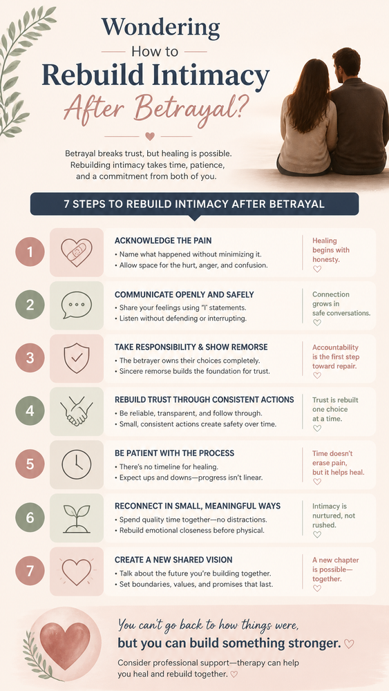 A guide to rebuilding intimacy and trust after an affair, offering practical steps for healing your sexual connection through honest communication and patience.
