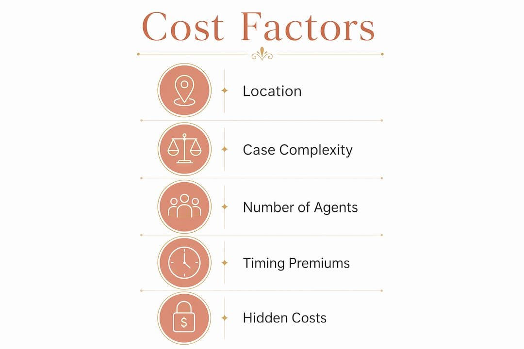 How Much Does a Private Investigator Cost for Infidelity? 1 Infographic illustrating factors affecting investigator costs
