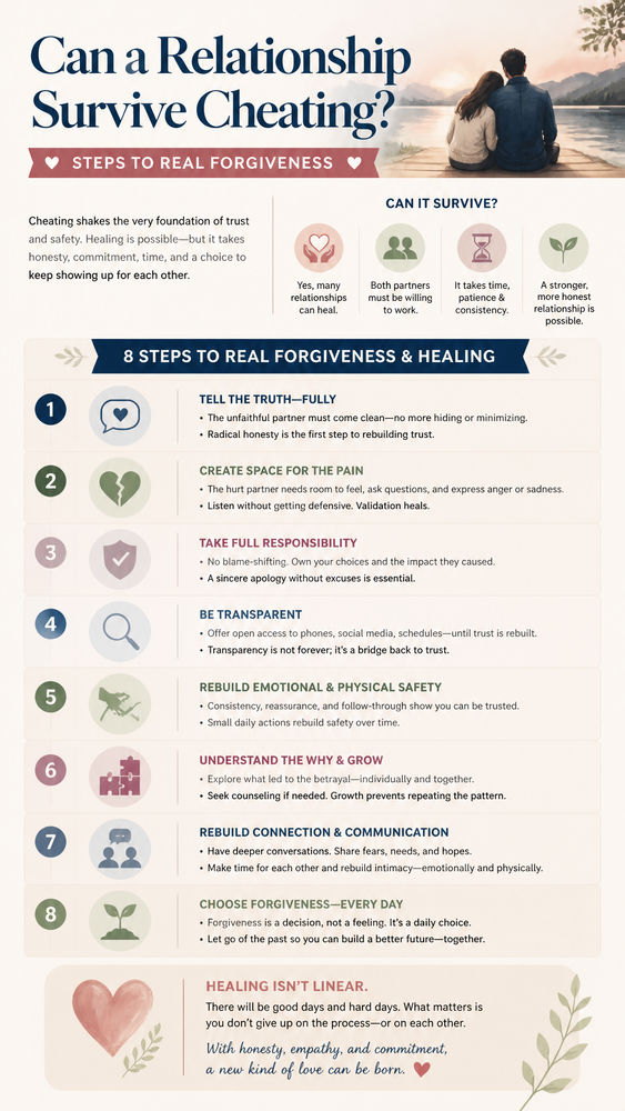 can a relationship survive cheating steps to real forgiveness