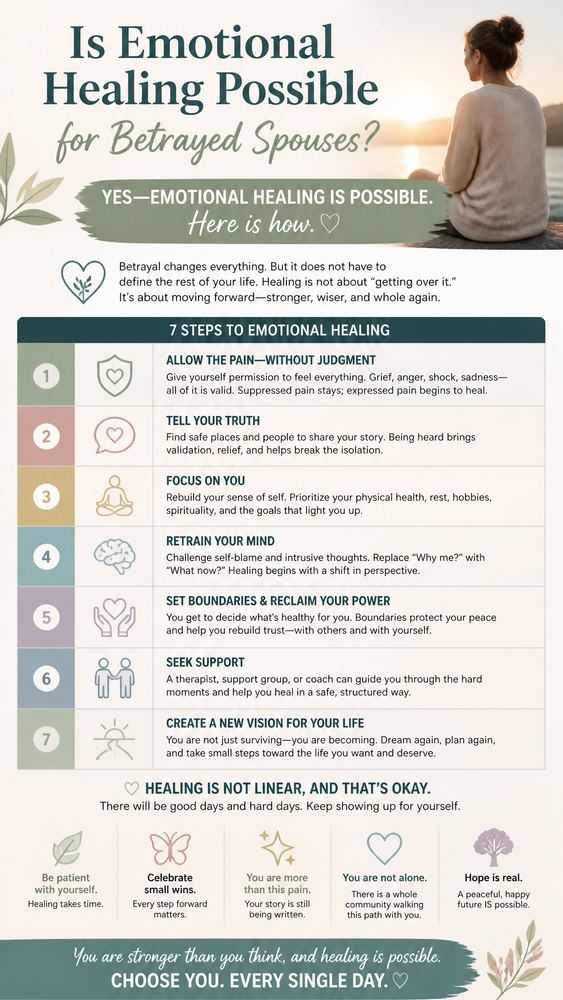 is emotional healing possible for betrayed spouses yes here is how