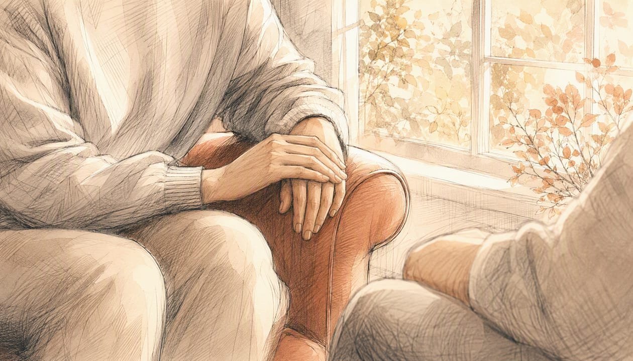 Watercolor hands and posture calming nonverbal cues