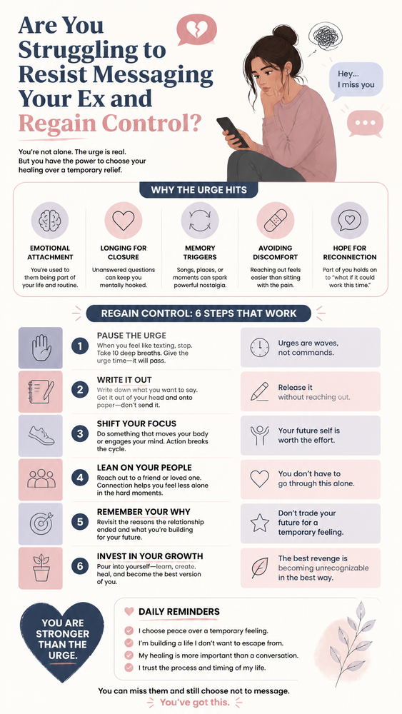 are you struggling to resist messaging your ex and regain control