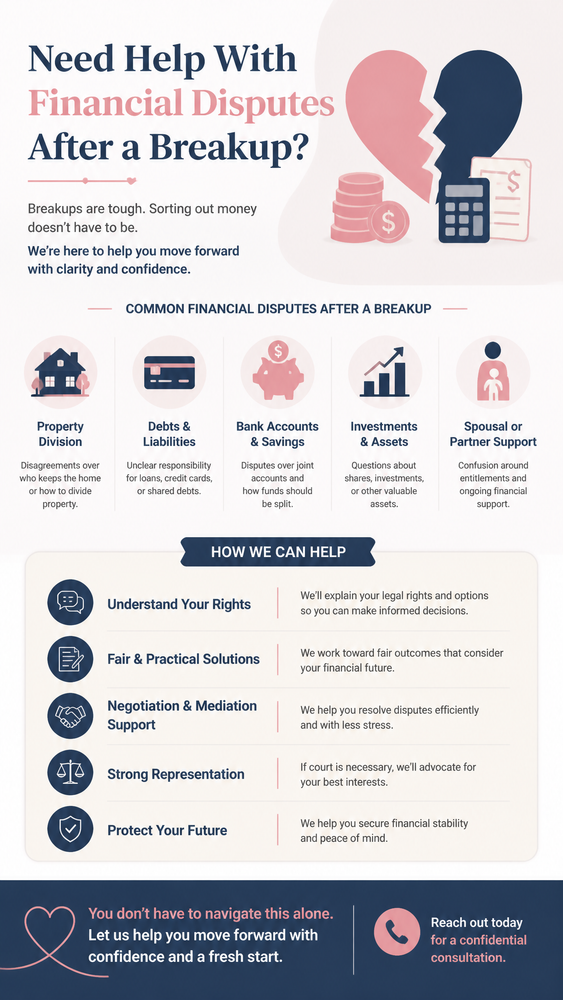 need help with financial disputes after a breakup